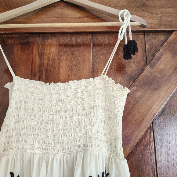 Juicy Couture Silk Maxi Dress Embroidered Smocked Small Boho - Picture 9 of 9